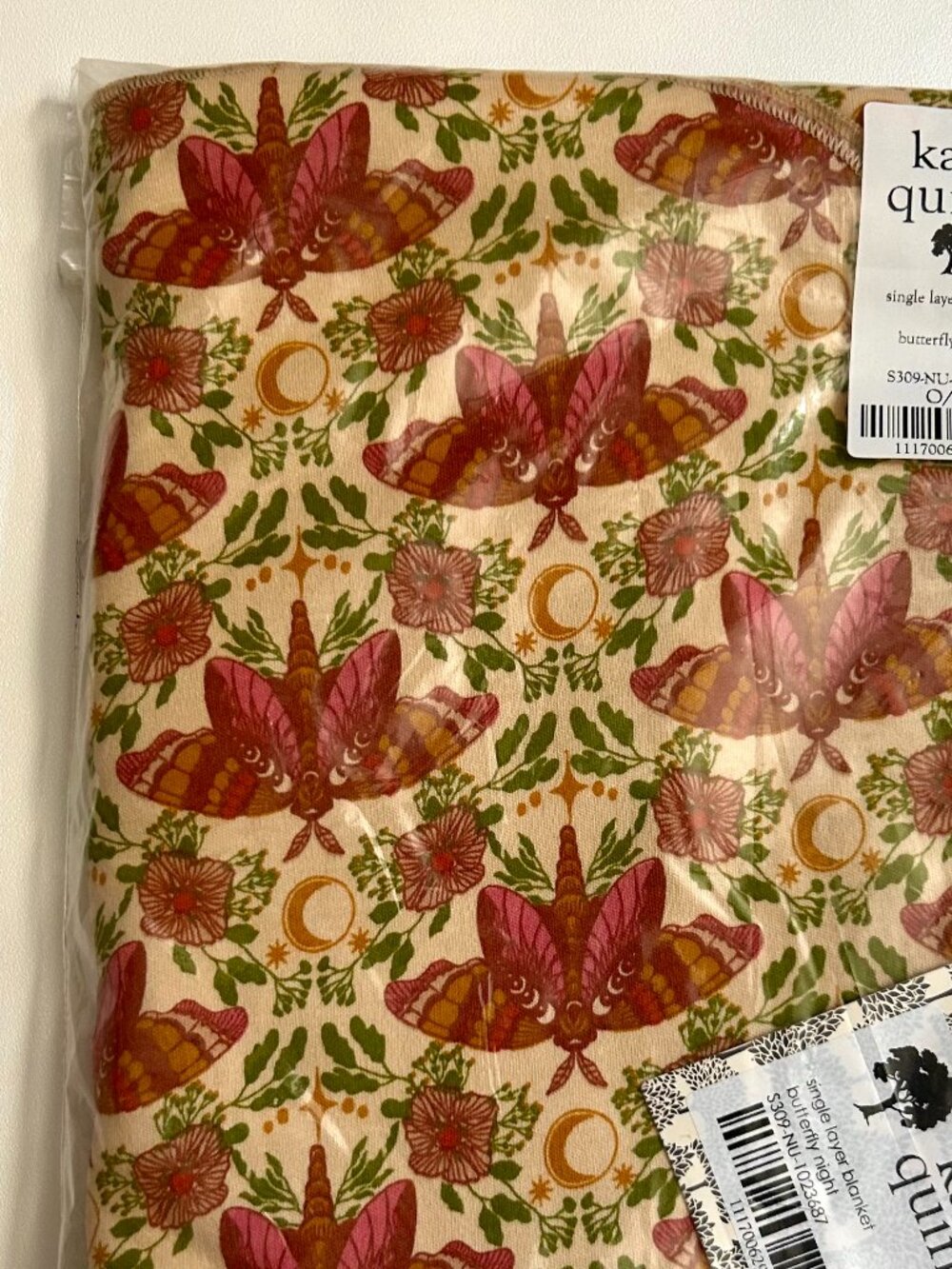 NWT Kate Quinn Butterfly Night Swaddle Blanket Organic Cotton Fall